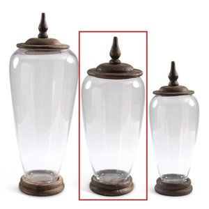 20.5" Glass Jar w/Wood Base and Lid
